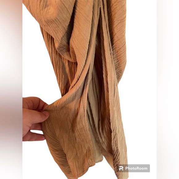 Zara Strappy Midi Neutral Dress with Draped Detail - Picture 10 of 15